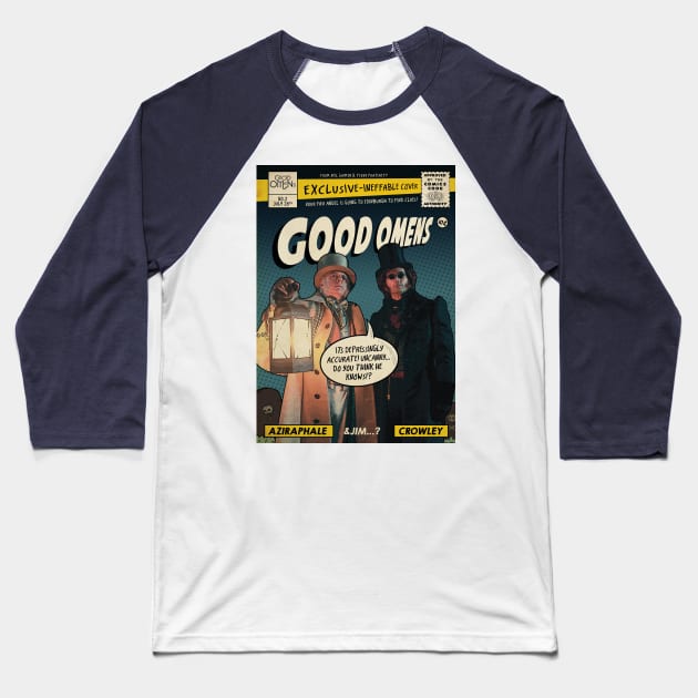 Good Omens Comic Book Baseball T-Shirt by AppaArtCrafts